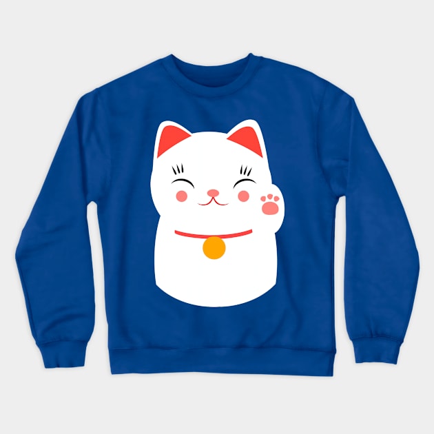 Lucky happy Japanese cat Crewneck Sweatshirt by EuGeniaArt